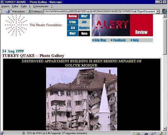 Pgina da Fundao Reuters sobre o terremoto na Turquia