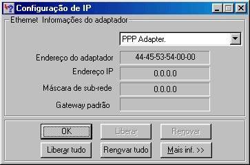 Winipcfg: configura��o de protocolo Internet