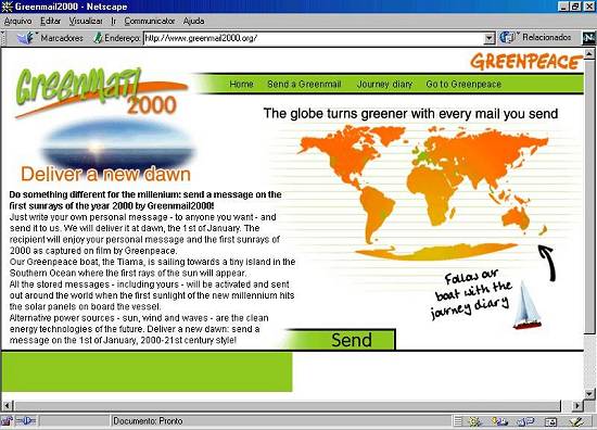 Pgina do Greenpeace oferece a imagem da primeira aurora de 2000