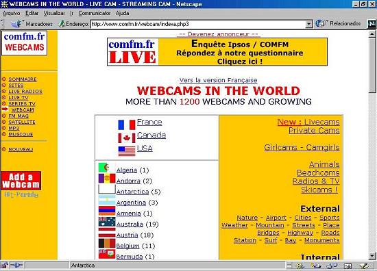 Uma pgina francesa com cmeras Web ao redor do mundo