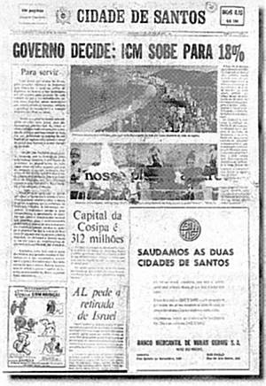 Primeira edição do 'Cidade de Santos', em 1º de julho de 1967