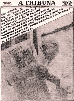 Jos Evaristo da Silva, na capa no suplemento especial de 'A Tribuna' de 24/4/1983