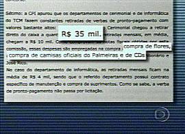 Destaques no relatrio da CPI, em imagem da Rede Globo de Televiso