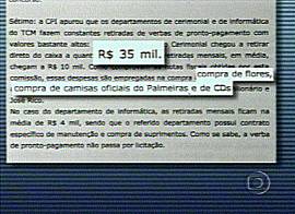 Destaques no relat�rio da CPI, em imagem da Rede Globo de Televis�o