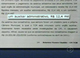 Destaques no relatrio da CPI, em imagem da Rede Globo de Televiso