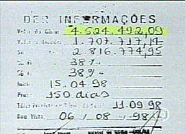 Documento inclu�do no processo (Imagem: Rede Globo de Televis�o, no Jornal Nacional de 4/12/2001)