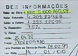 Documento inclu�do no processo (Imagem: Rede Globo de Televis�o, no Jornal Nacional de 4/12/2001)