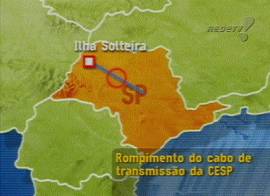 O problema come�ou na rede entre Ilha Solteira e Araraquara/SP... (captura de tela - Rede TV!, 22/1/2002, 21H31)