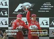 Uma constrangida comemora��o no p�dio - Imagem: TV Deutschewelle (Col�nia/Alemanha) - 12/5/2002