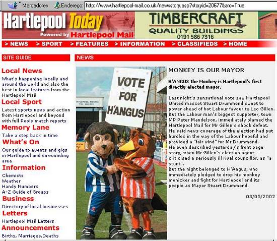 Jornal local de Hartlepool de 3/5/2002