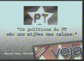 Publicidade anti-Ciro Gomes na televiso, em 23/8/2002: citao da revista 'Veja' de 19/10/1994