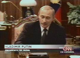 Presidente russo Wladimir Putin tenta explicar o que ocorreu (Imagem: TV CNN-EUA/ingl�s, 22h18)