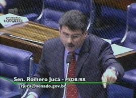 Senador Romero Juc�, do PSDB/Roraima. (Imagem: captura de tela - TV Senado, 14/11/2002, 23h05)