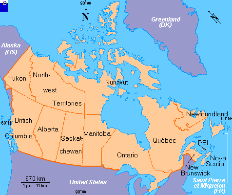 Mapa do Canad� � FOTW Flags Of The World