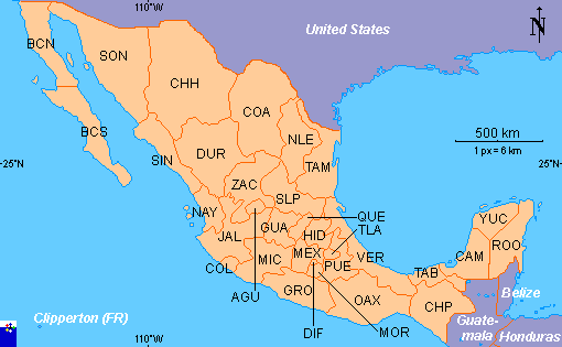 Mapa do M�xico � FOTW Flags Of The World