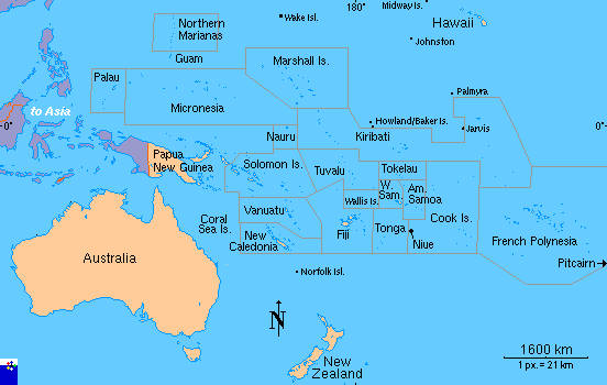 Mapa da Oceania  FOTW Flags Of The World