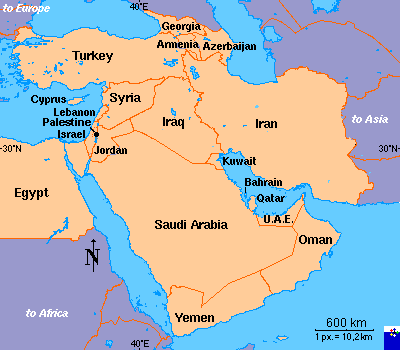 Mapa do Oriente M�dio � FOTW Flags Of The World