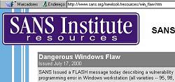 Sans Institute deu o alerta sobre a falha do Windows nos EUA