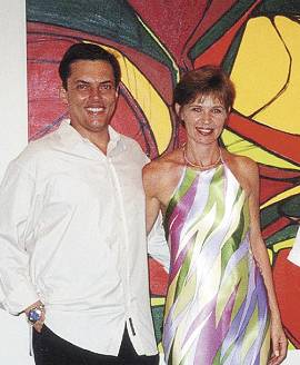 Patrocinador da mostra, Eduardo Sim�es, da Itavi Pedras, e Janete Guizardi