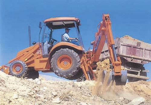 Retroescavadeira: partida com chave especial e dispositivo eletr�nico