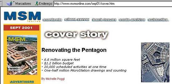 P�gina Web com mat�rias especiais sobre os atentados e a Arquitetura