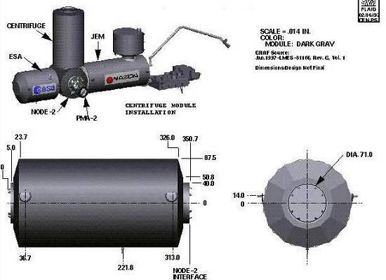 Projetos do m�dulo centr�fugo (imagem: Boeing)