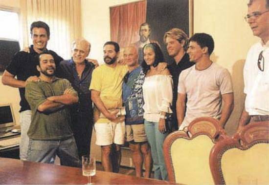 Casagrande, Cuoco, H�lio C�cero, Niels Damkjaer, Amauri, M�nica, Davi J�nior, Br�cio e o secret�rio de Comunica��o Miguel Netto