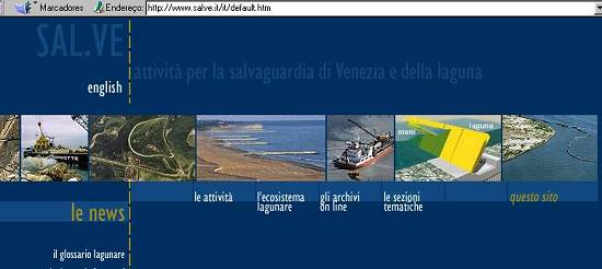 P�gina do projeto Sal.Ve que mostra os trabalhos realizados para salvar Veneza das crescentes inunda��es