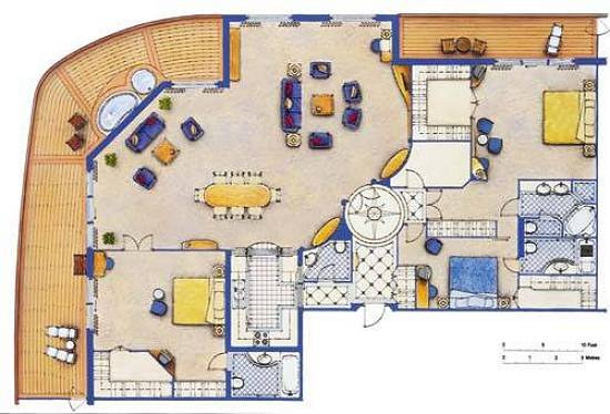 Planta da resid�ncia plano E Penthouse, apresentado pelos construtores do navio