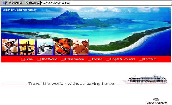 P�gina Web da Engel Volkers sobre o navio 'The World'