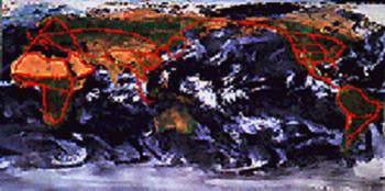 No mapa-m�ndi, os caminhos da Rodovia Internacional