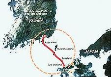 Mapa mostra a localizao do projetado tnel entre Coria e Japo