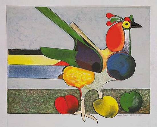 P�ssaro com frutas: exposi��o de Aldemir Martins (Foto: divulga��o)