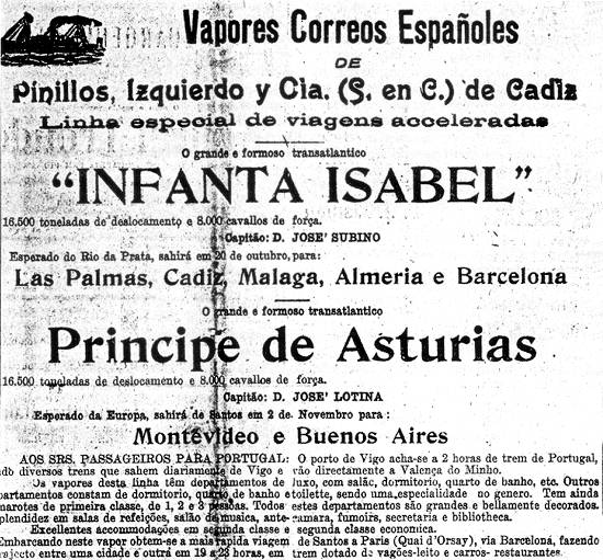 Anncio no jornal 'A Tribuna' de Santos em 18/10/1915