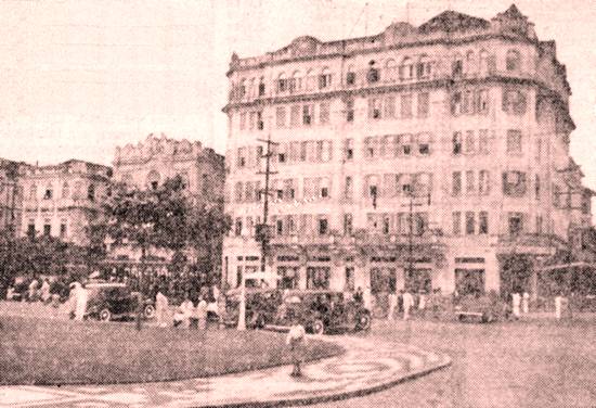 Os hotéis Bandeirantes e Belvedere (ao lado do Atlântico) no Gonzaga de 1938 (Foto cedida por Pirajá Oliveira)